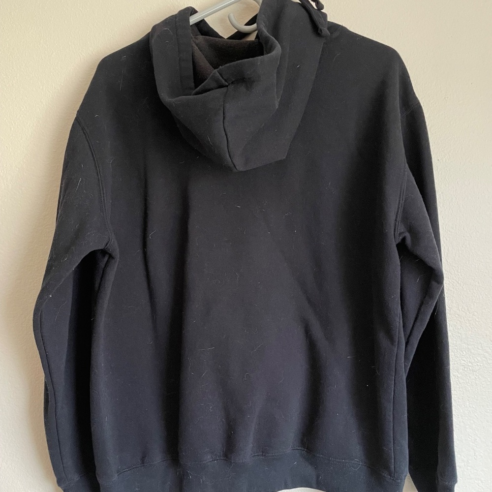 Snoopy Sweatshirt Hoodie Embroidered Black XL Comfy Casual Peanuts Pullover - Picture 4 of 6